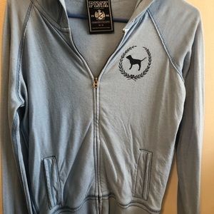 Blue PINK jacket with hood.